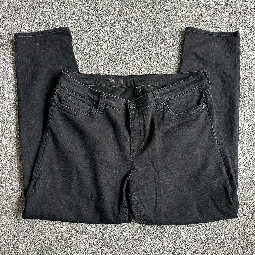 Kut From The Kloth Jeans Women 14S Black Straight Leg Stretch Everyday Comfort‎ - Picture 2 of 11